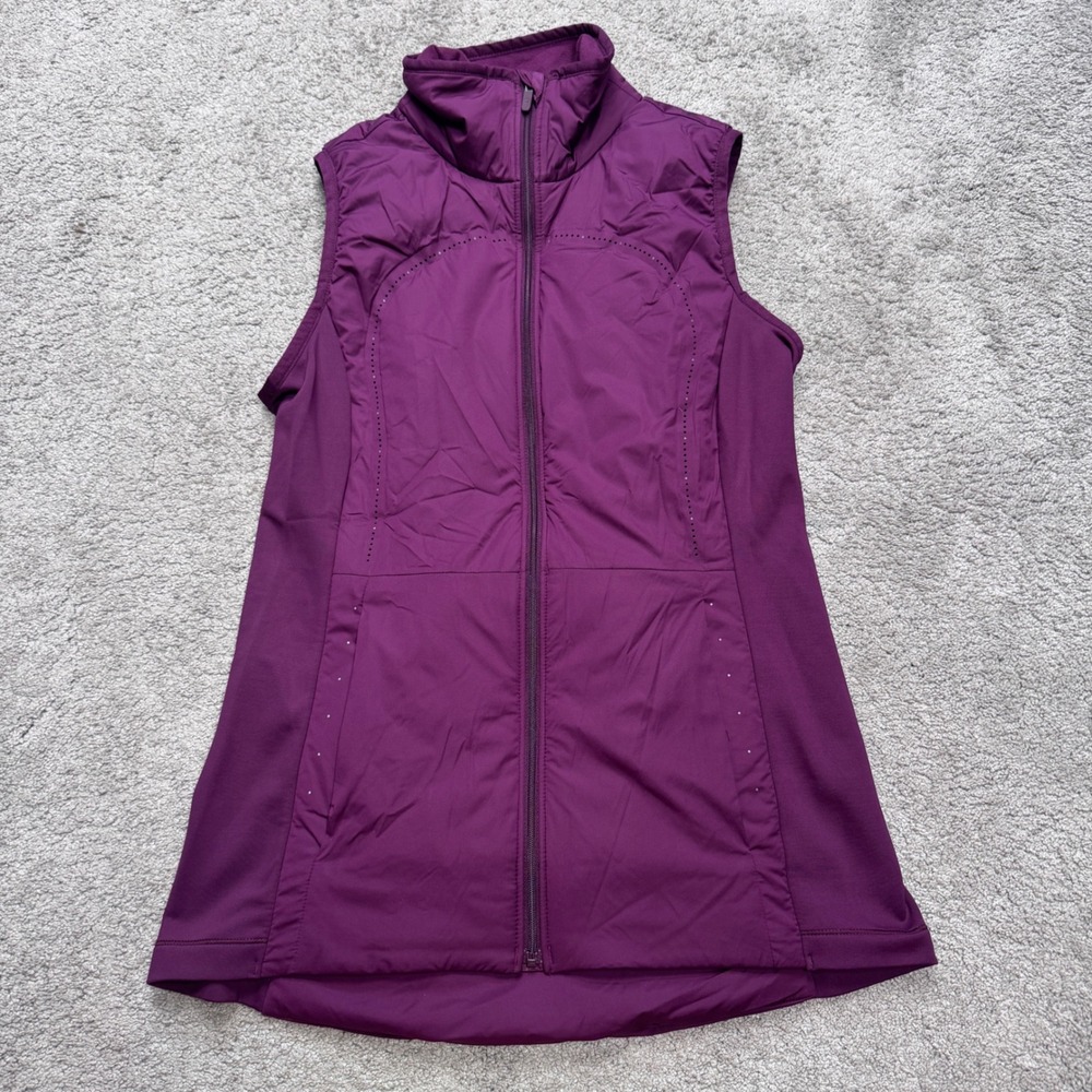 Lululemon Women's 6 Run For Cold Vest Maroon Nylon Running Pockets